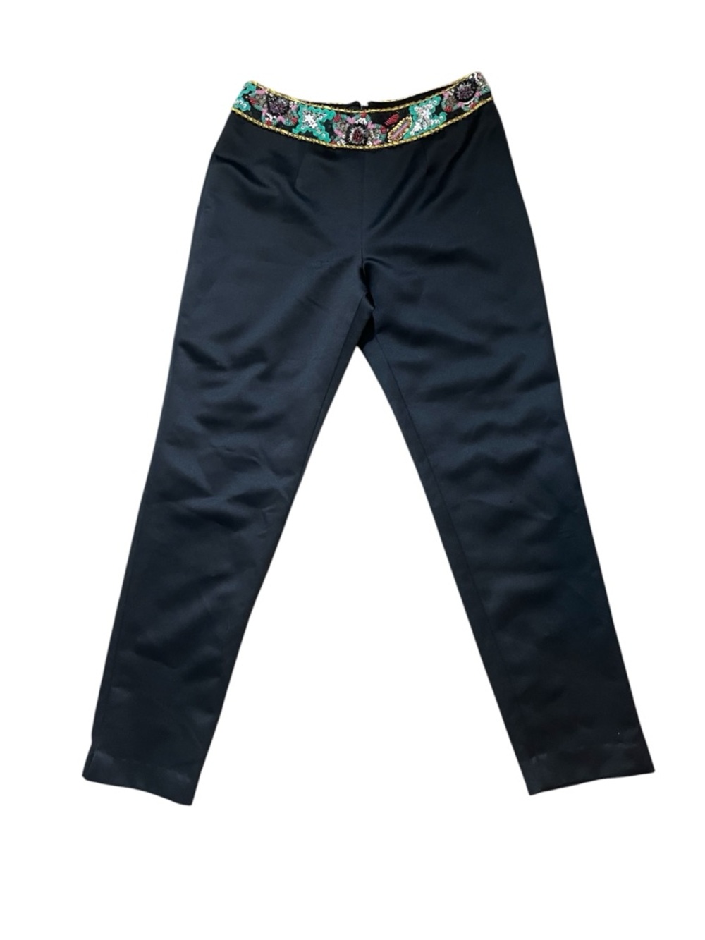 Vintage Beaded Waist Pants Women’s Size 8 Black Evening Slim Straight